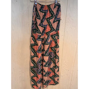 Lakaa Wide Leg Crop Strapless Jumpsuit size S Pink Green